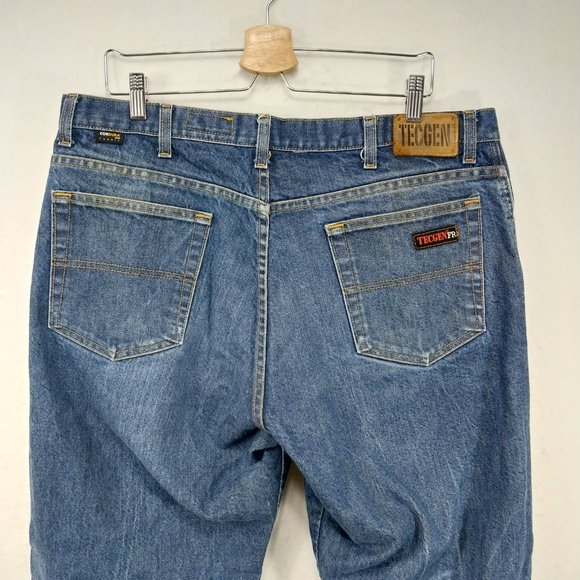 TECGEN FR Jeans Men 38x32 Blue Fire Flame Resistant 2112 Work Heavy Denim - Picture 3 of 14